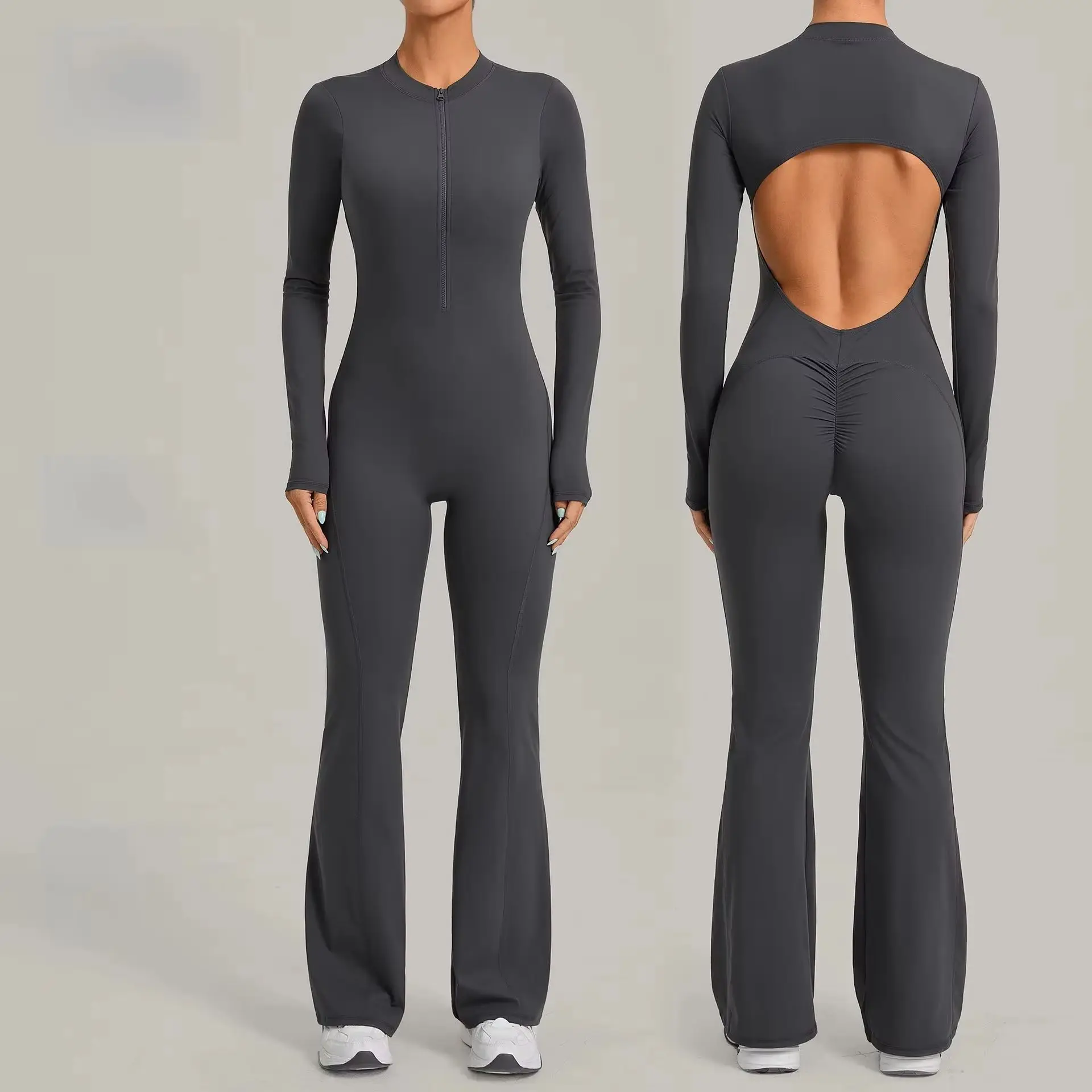Women Long Sleeve Workout One-Piece Suit High Stretch Breathable Yoga…