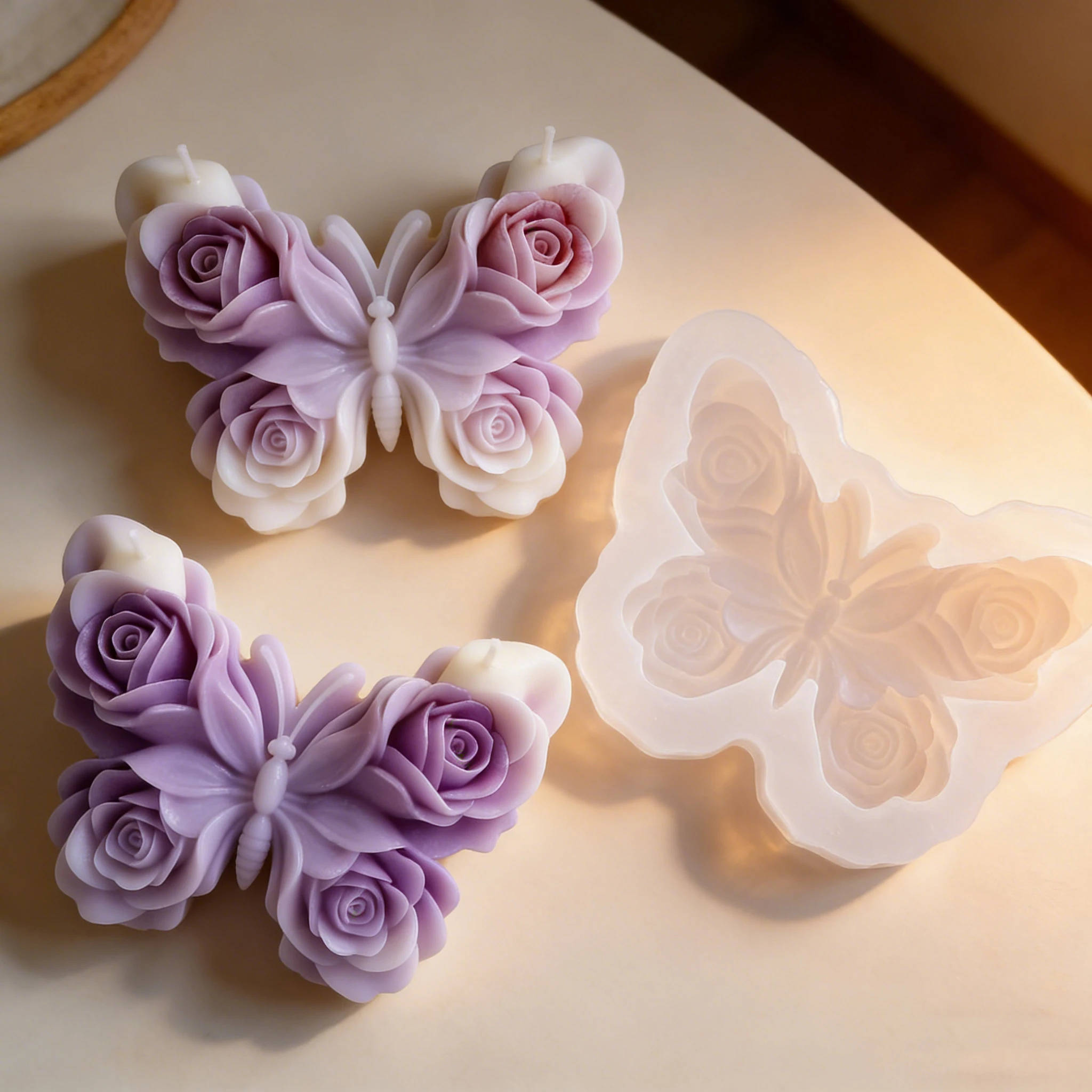 3D Butterfly Flower Candle Silicone Mold DIY for Aromatherapy Soap Plaster…