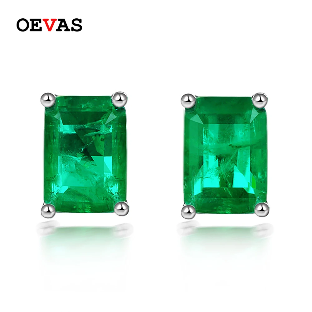 OEVAS Elegant Vintage Simulation Emerald Stud Earrings for Women Top Quality…