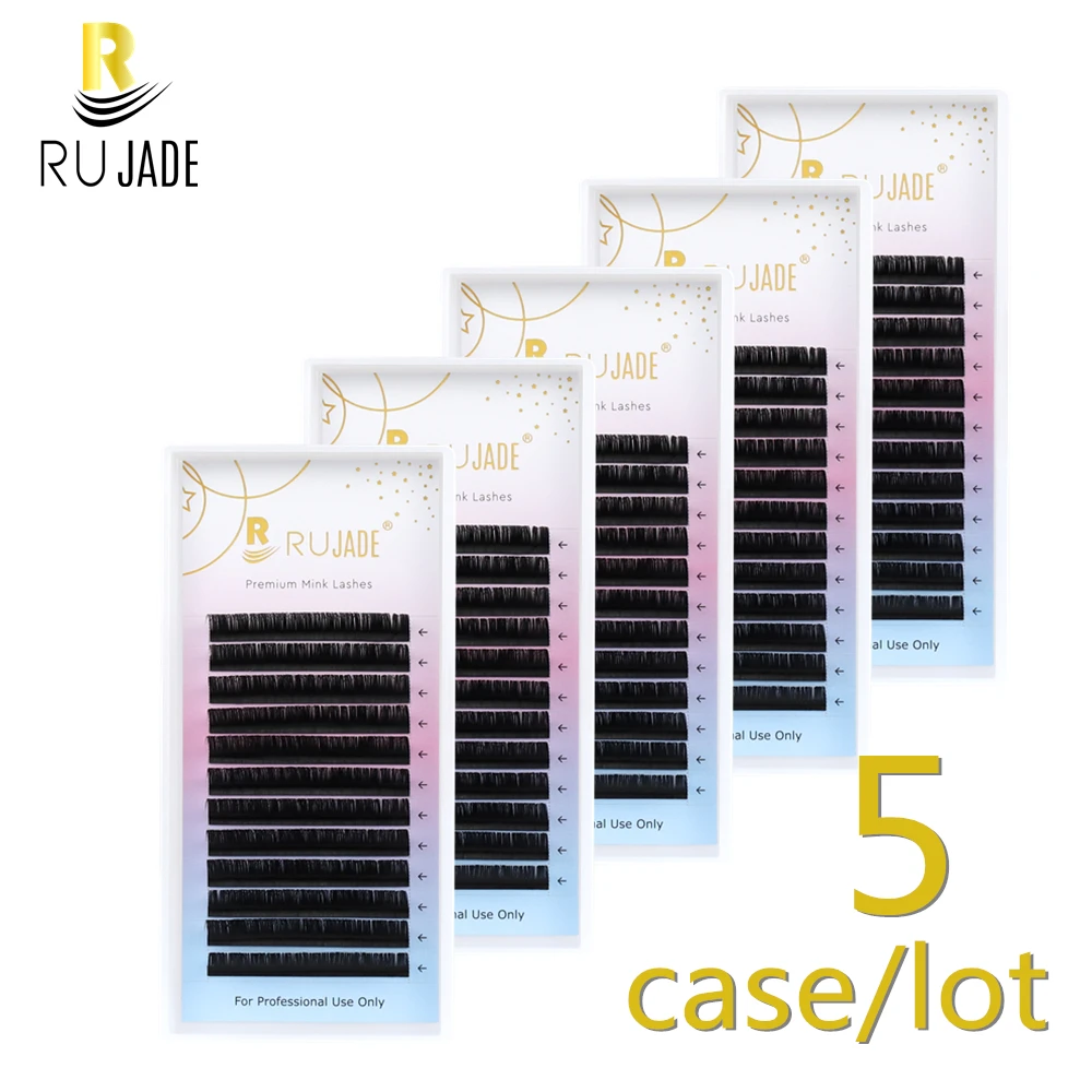 RUJADE 5 Cases/Lot False Eyelash Extensions Black Russian Volume Silk…