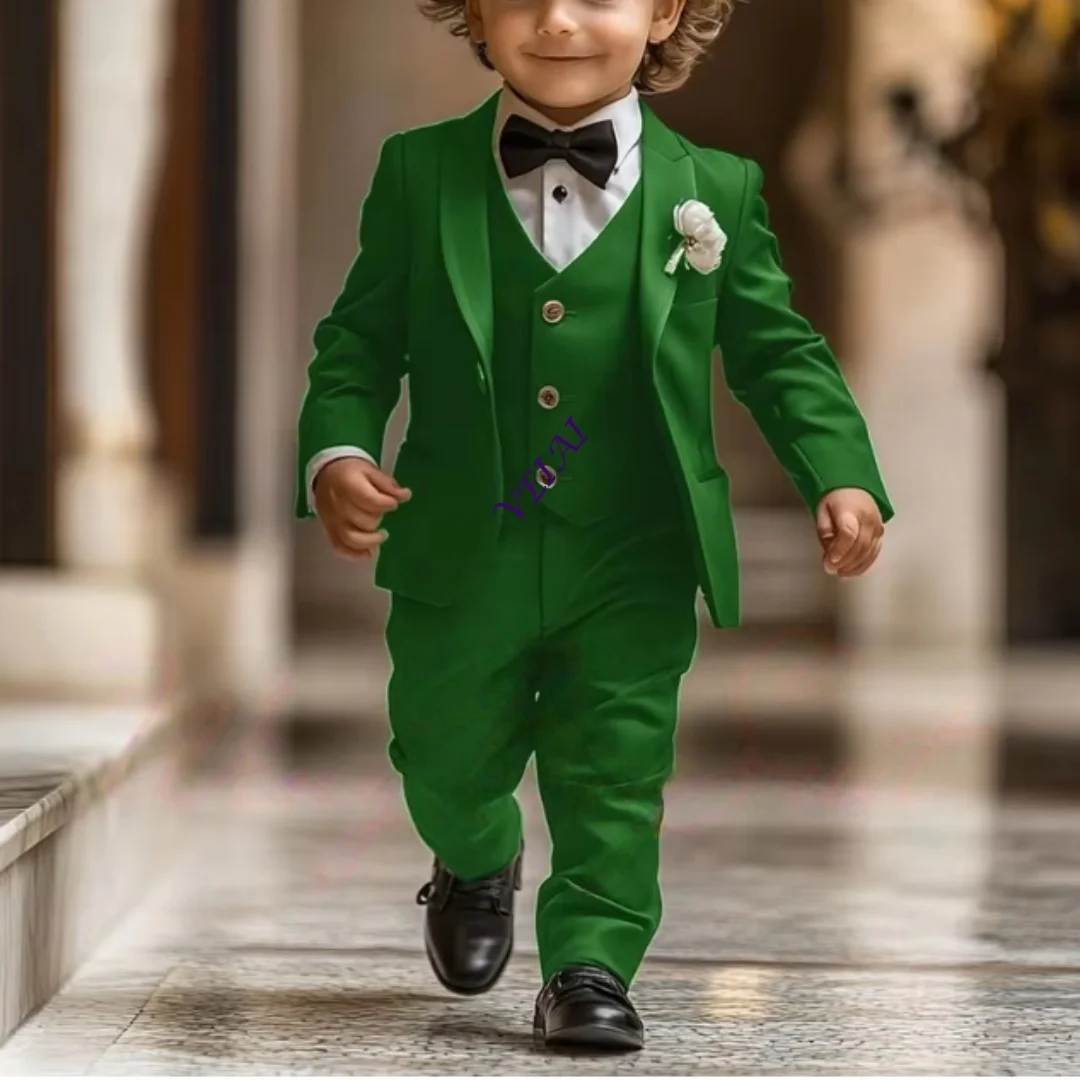 3 Piece Boy's Tuxedo Suit Set Custom Blazer Jacket Pants Vest Formal Wedding…
