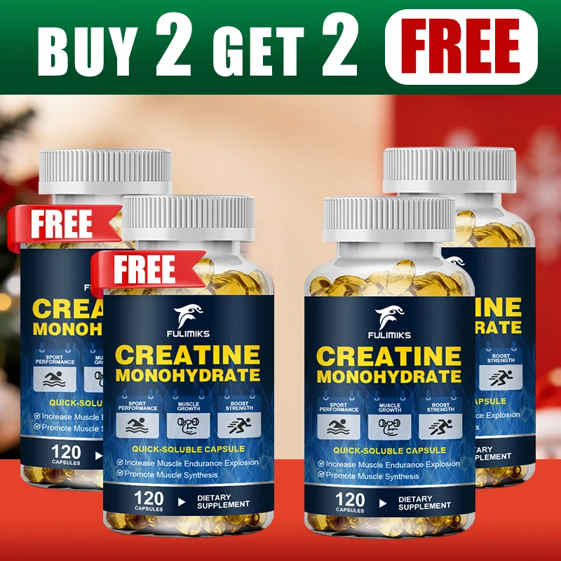Buy 2 Get 2 Free! Premium Creatine Monohydrate Capsules, Support Muscle…