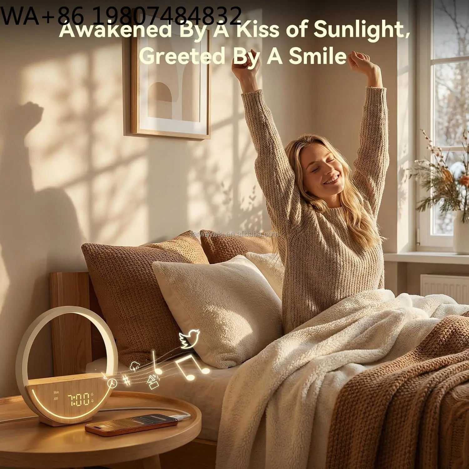 Dawn Simulation Sunrise Bedside Lamp 20 Soothing White Noise Modes Dimmable…