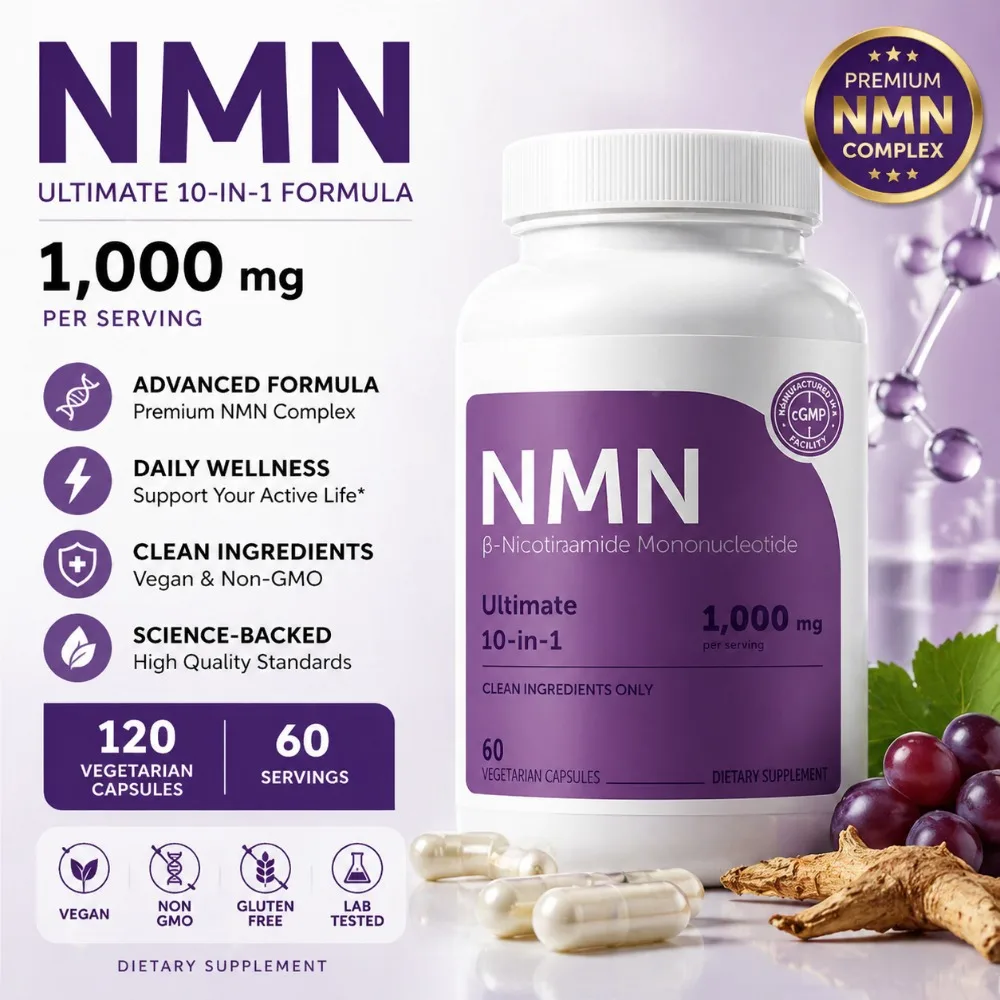NMN Capsules 1000mg per Serving with Resveratrol CoQ10 Vitamin C Vegan…