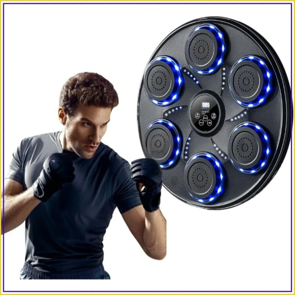 Smart Music Boxing Machine with Gloves, Bluetooth & LED Lights for Home Gym