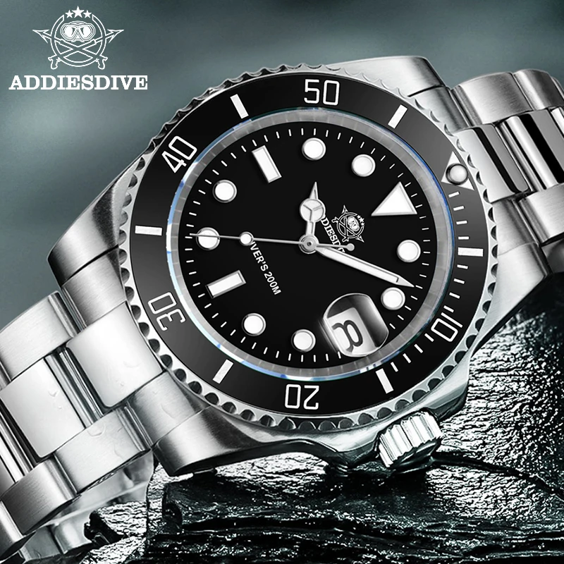 ADDIESDIVE Men's Classic Watch with Ceramic Bezel 200m Water Resistant Casual…