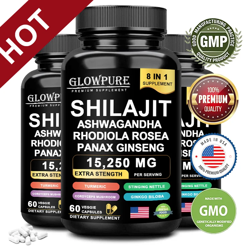 Shilajit Original Himalaya Supplements - 8 in 1 with Ginseng Ashwagandha for…