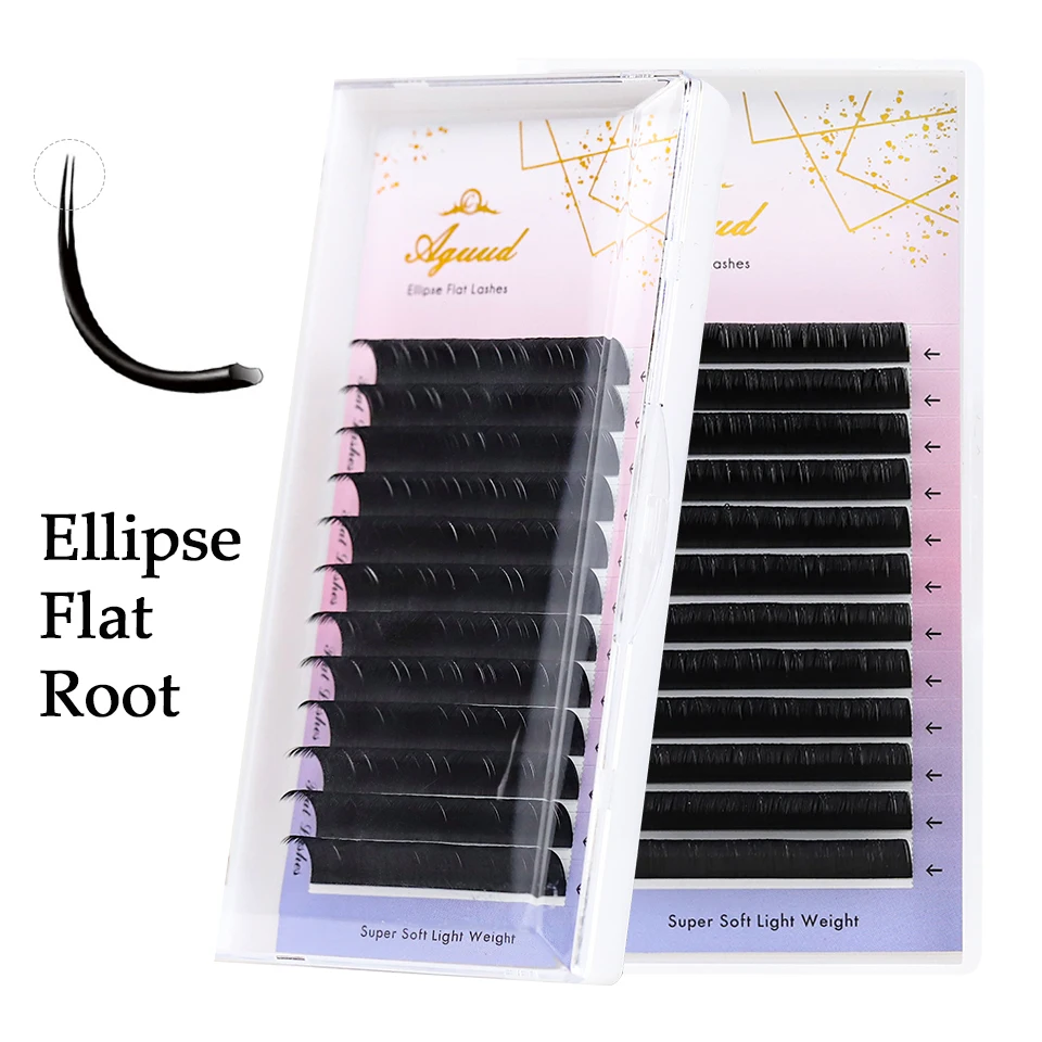 AGUUD B C CC D DD Curl 7mm Flat Ellipse Individual Eyelash Extension Split…