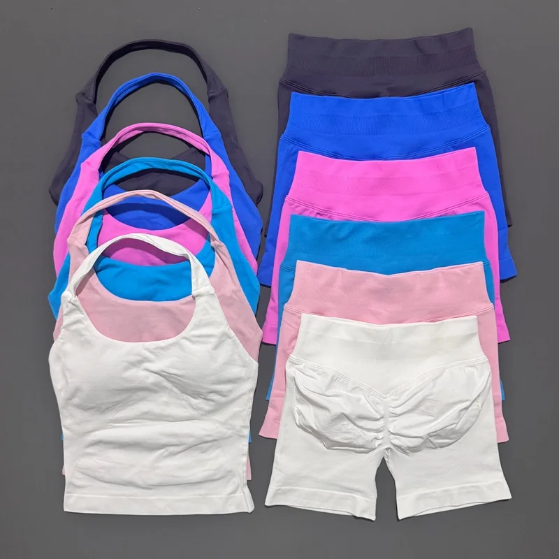 2 Pic Histello Sports Set Women Neck Halter Shockproof Longline Strappy Top…