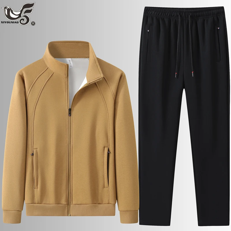 Men's Cotton Set Autumn Winter Jogging Sportswear 2PCS Sport Suit…