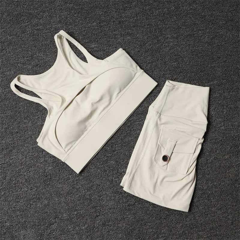 Fitness Shorts Yoga Sets Women's Tracksuit High Waist Sportswear Bra Workout…