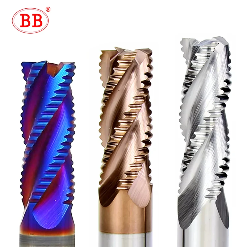 BB Roughing End Mill Solid Carbide CNC Machining 3 Flutes 4 Teeth for Metal…