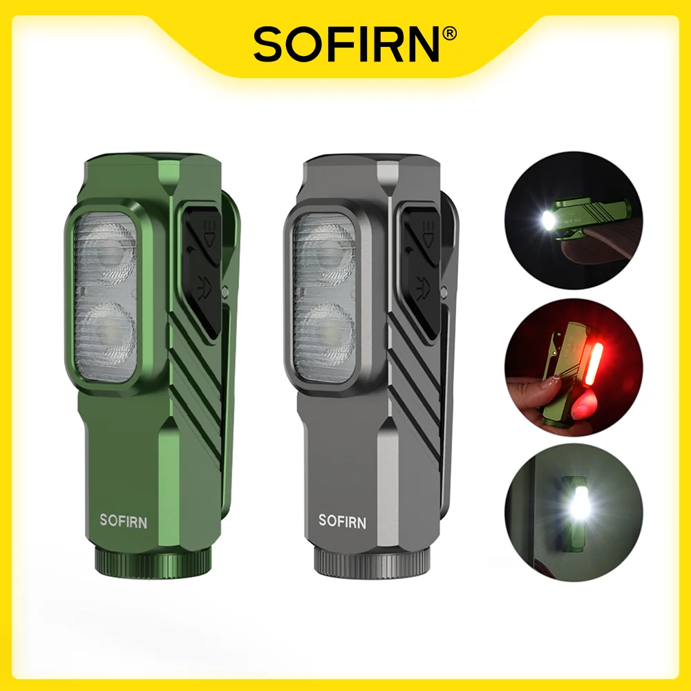 SOFIRN ST10 1000lm Mini Clamp Flashlight 144m 7000K LED Light 14500 USB C…