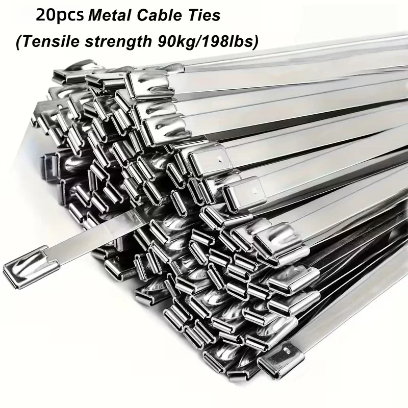 20pcs 10in Stainless Steel Zip Ties | Rustproof Heavy Duty Cable Ties for…