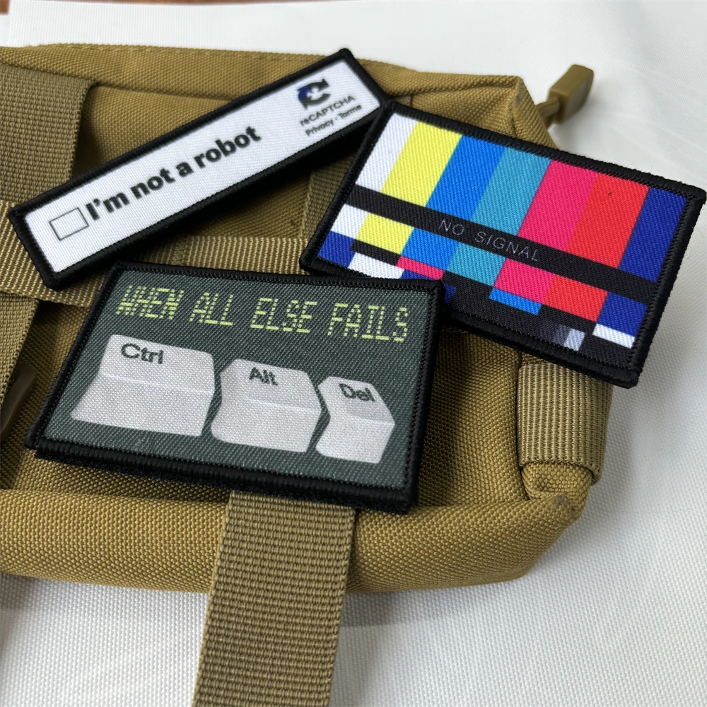 TV Channel no Signal Tactical Patch Funny Printed Chevron I'M not a Robot…