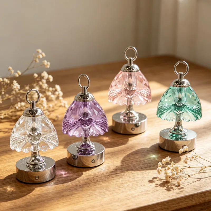 European Light Luxury Crystal Desk Lamp Bedroom Bedside Lamp Charging Night…