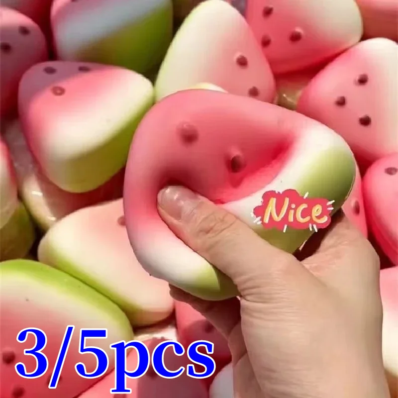1/3/5pcs Squishy Watermelon Fidget Toy Anti-Stress Slow Rising Fruit Pinch…