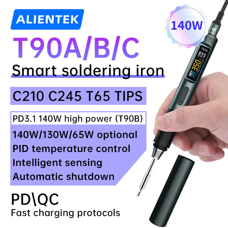 ALIENTEK T90 Smart Soldering Iron PD 140W Adjustable Temperature DC 28V…