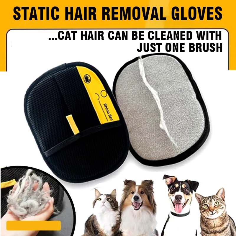 Animal Hair Glove Electrostatic Gloves Two-Way Brush Pet Hair Removal Glove…