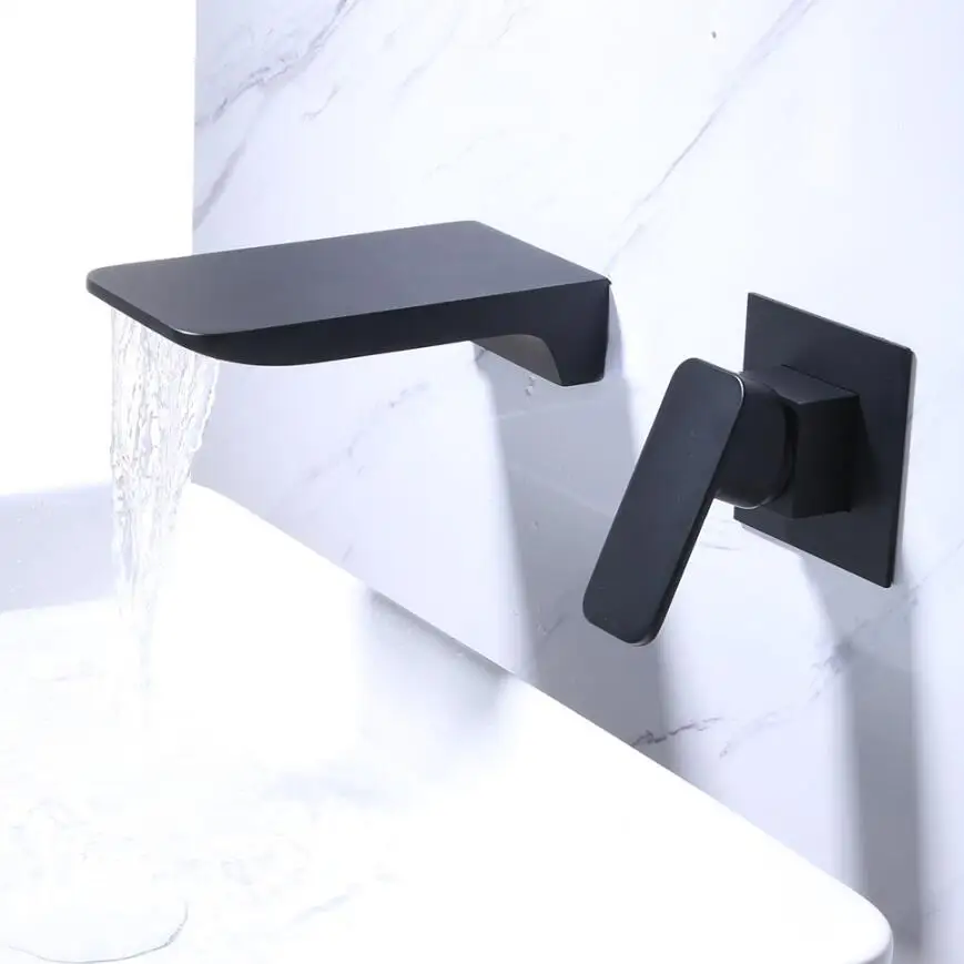 BAKALA Bright Chrome Bathroom Waterfall Basin Mixer Faucet Single Lever Wall…