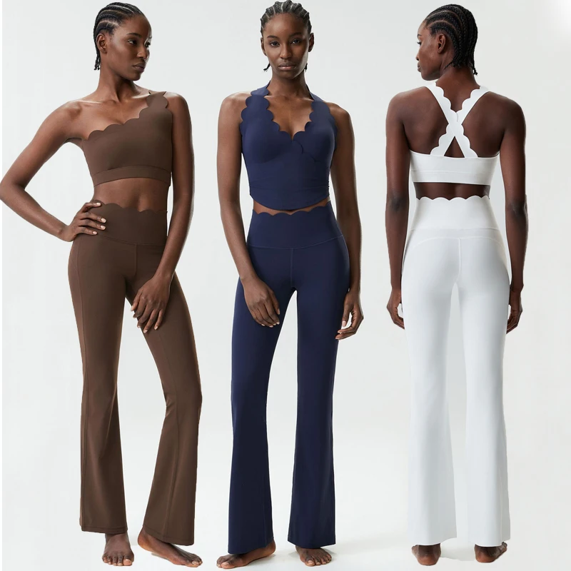 Women Two Pieces Fitness Yoga Set Solid Color Stretchy Soft Gym Suit…