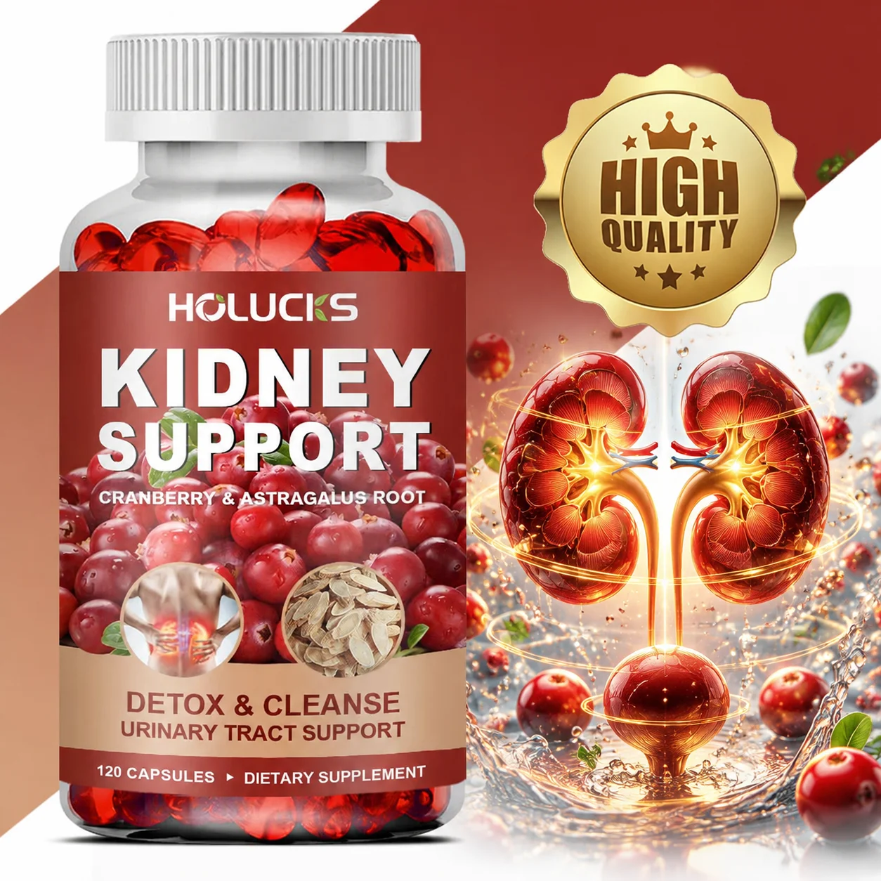Kidney Cleanse & Detox Supplement, with Cranberry, Astragalus Root, for…