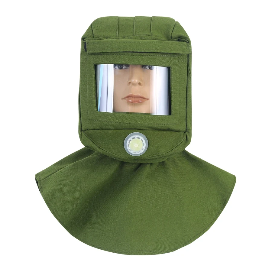 Sandblasting Mask 360° Protection Dust-Proof Hat Thick Canvas Breathable…