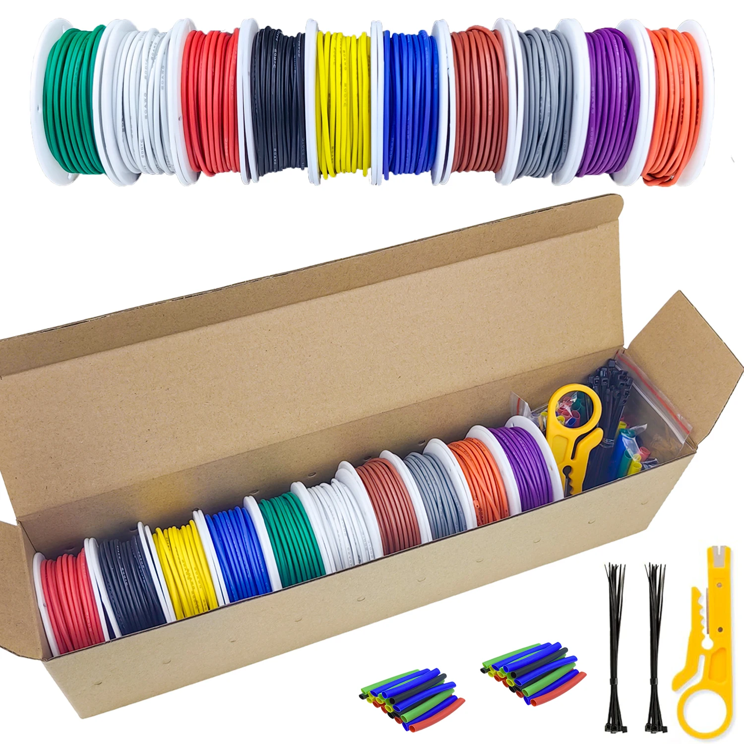 10 Colors in One 16-18-20-22-24-26-28-30 Gauge Silicone Electrical Wire 22…