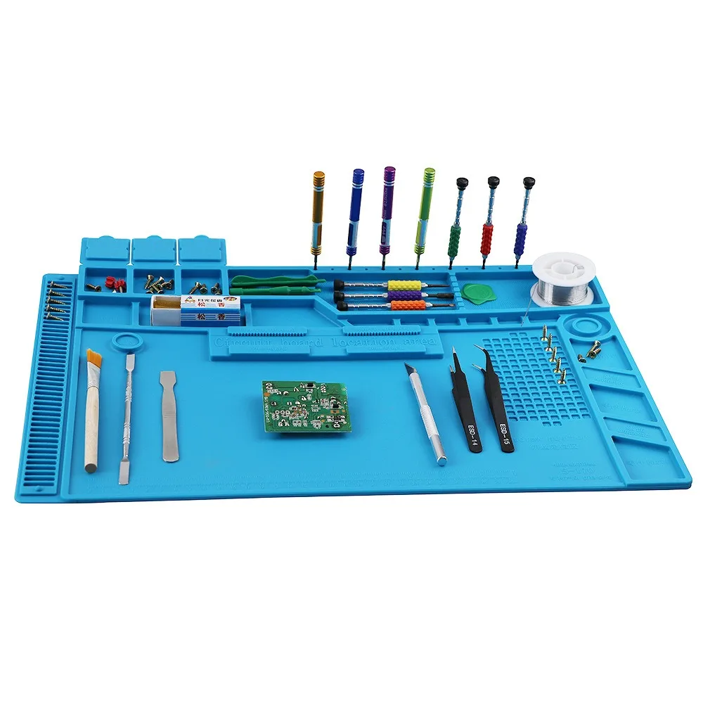 Soldering Station Mat Silicone Work Mat Heat Resistant 932°F Anti-Static…
