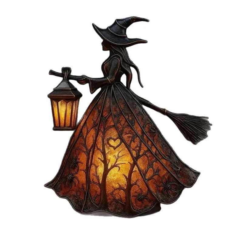 Witch Resin Tabletop Night Light with USB Powered Glow Halloween Decor for…