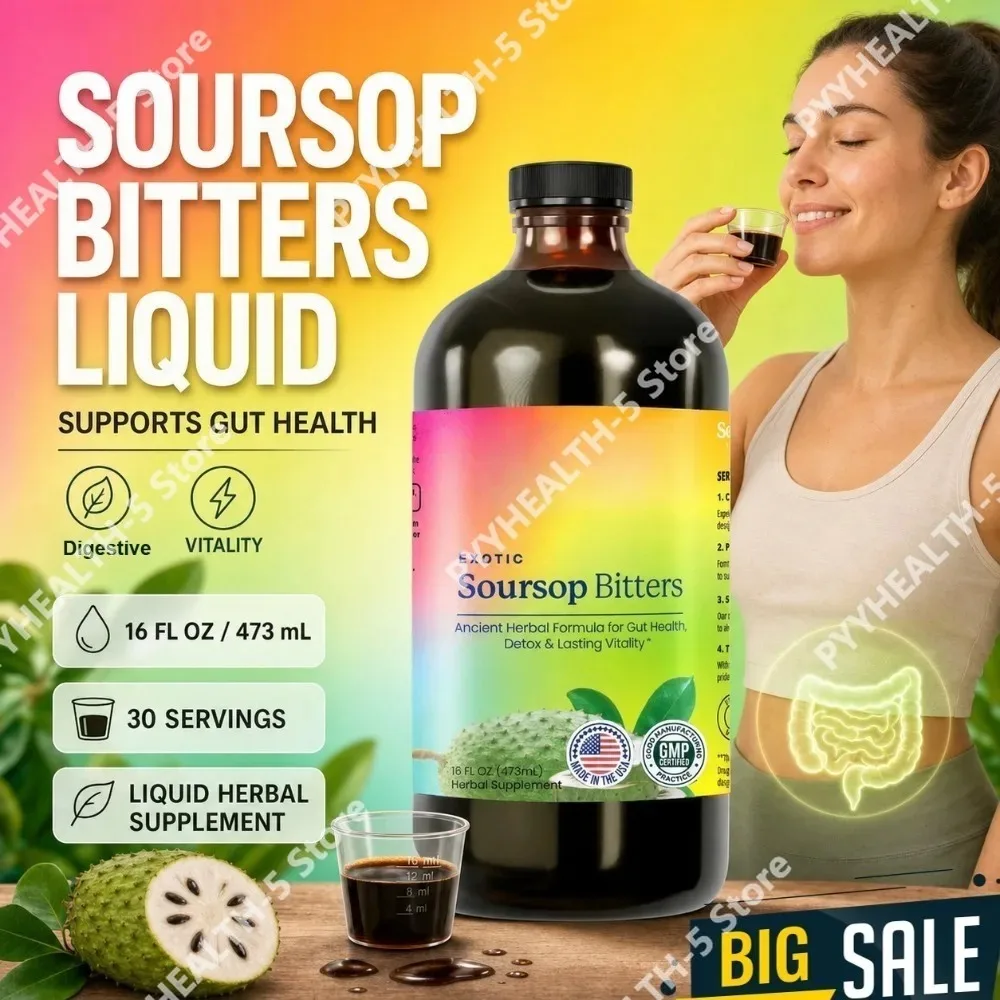 Herbal Soursop Bitters Liquid Supplement,Black Seed Moringa Irish Moss Drops…
