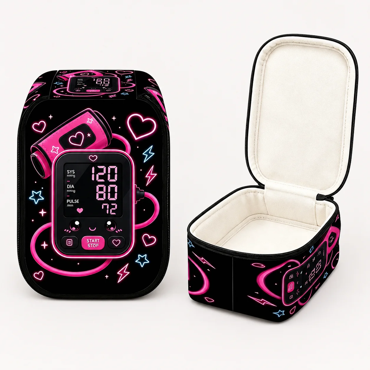 Blood Pressure Monitor Storage Bag Neon Print Protective Case for Home Travel…