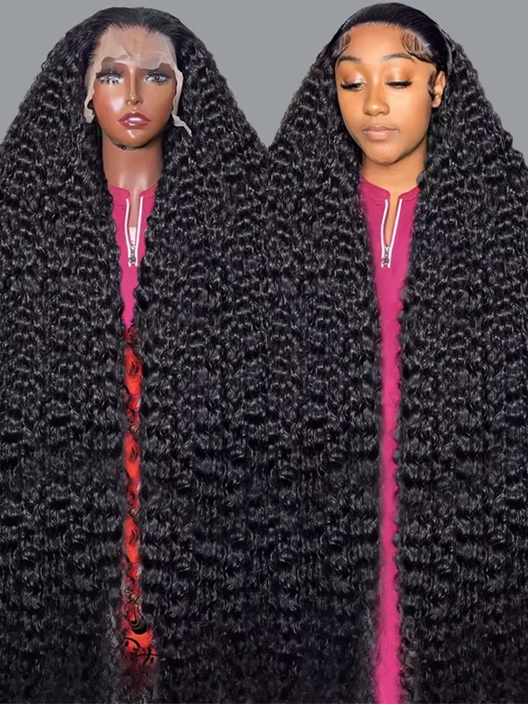 40 46 Inch Deep Wave 13x6 13x4 Lace Front Human Hair Wig 200% Remy Curl 360…