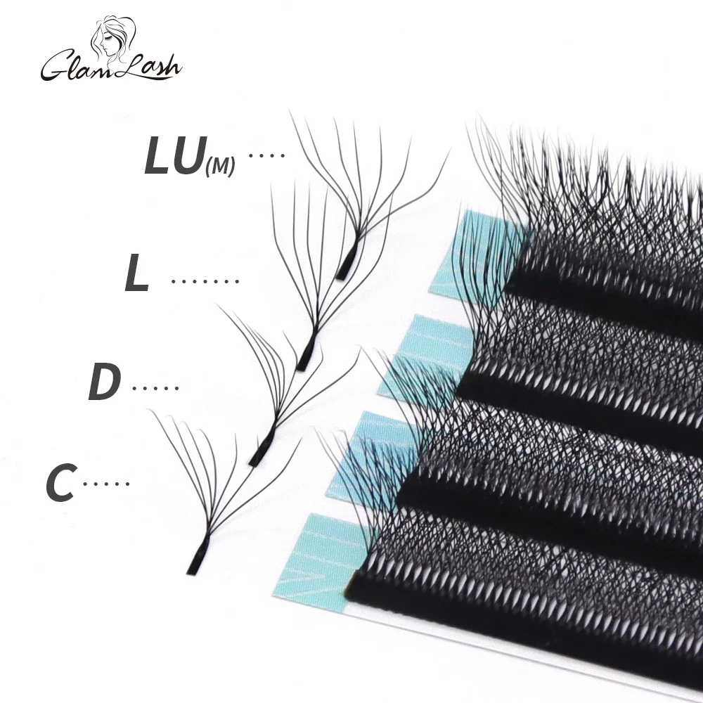 GLAMLASH 7D-W Shaped Eyelash Extension C/D/L/LU/M Premade Volume Fans Clover…