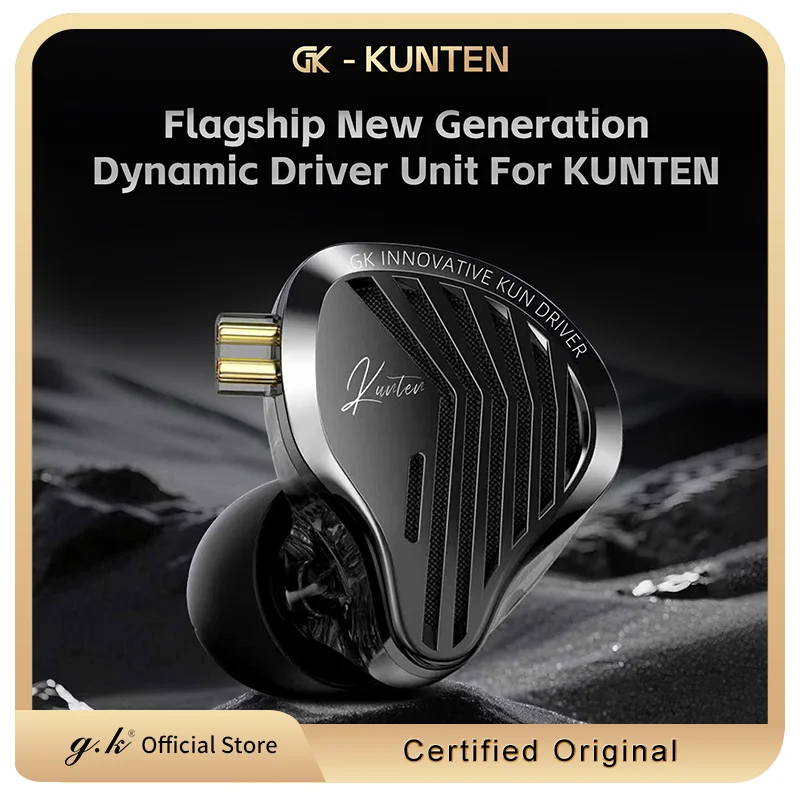 GK KUNTEN Dynamic Drive Headphones HIFI Heavy Bass Earbuds Sports Metal…