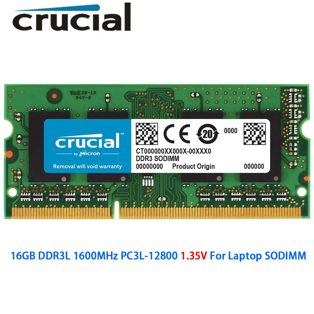 Crucial Memoria RAM DDR3L 16GB 1600MHz PC3L-12800S 204Pin 1.35V SODIMM Memory…