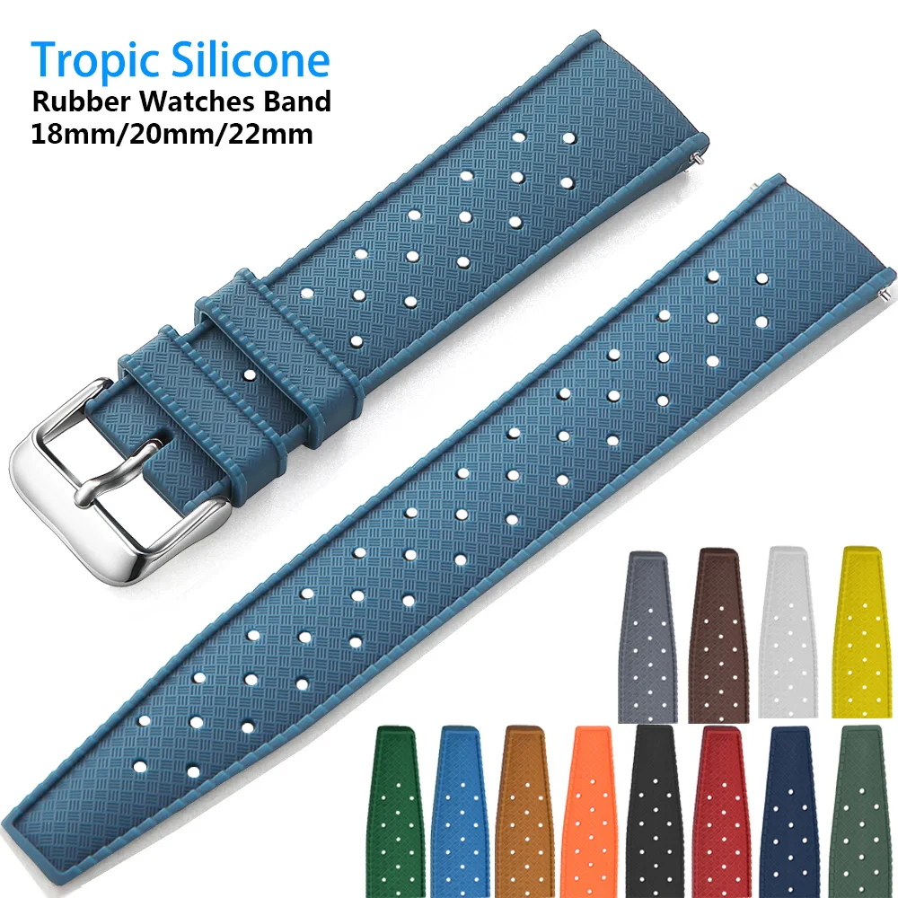 Tropical Silicone Watch Band Quick Release Watch Band 18mm 20mm 22mm Rubber…