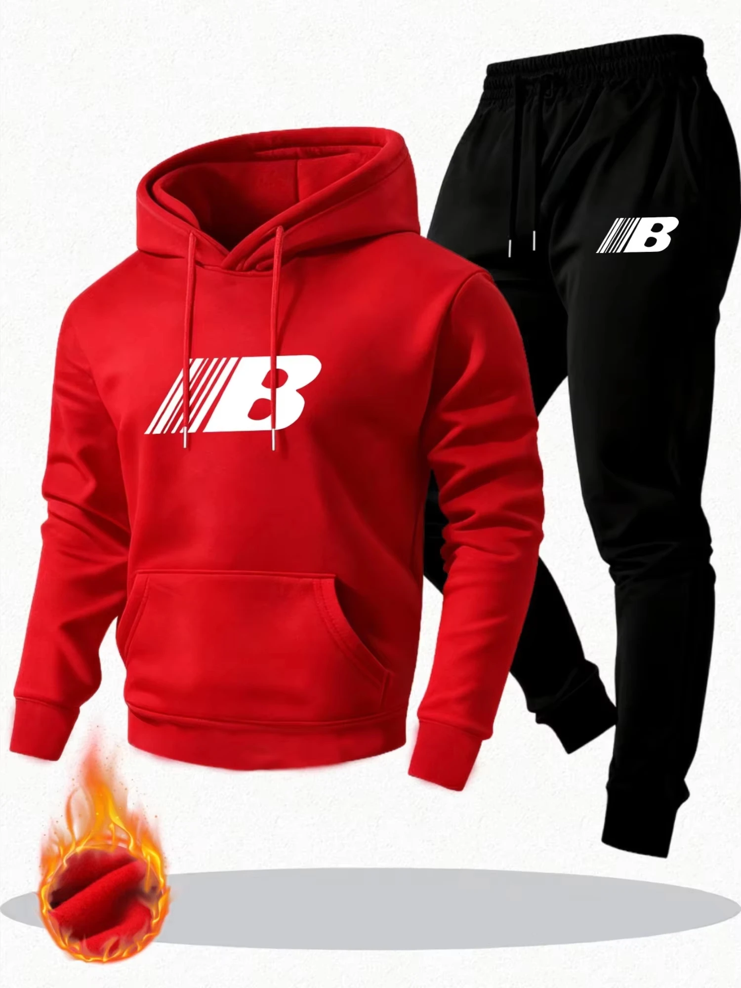 Autumn Men Challenge Letter Graphic Print 2Piece Tracksuit Loose Fit Hooded…