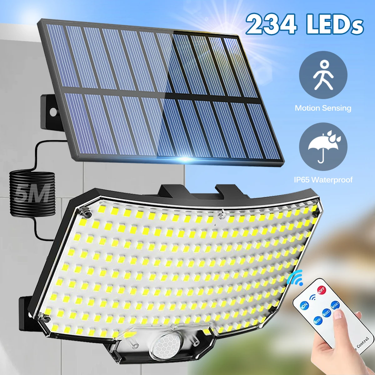 Solar Lights Outdoor 234LED 3 Modes Motion Sensor Flood Lights with Remote…