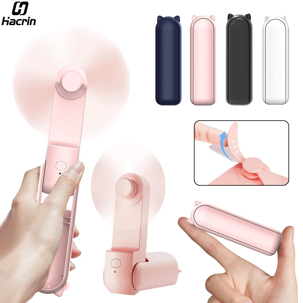 Mini Portable Handheld Fan 2000mAh USB Rechargeable Folding Small Pocket Fan…