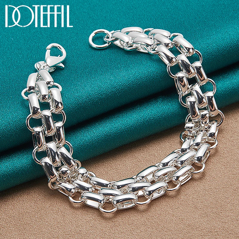 DOTEFFIL 925 Sterling Silver Lnterlocking Circle Bracelet Chain for Women…