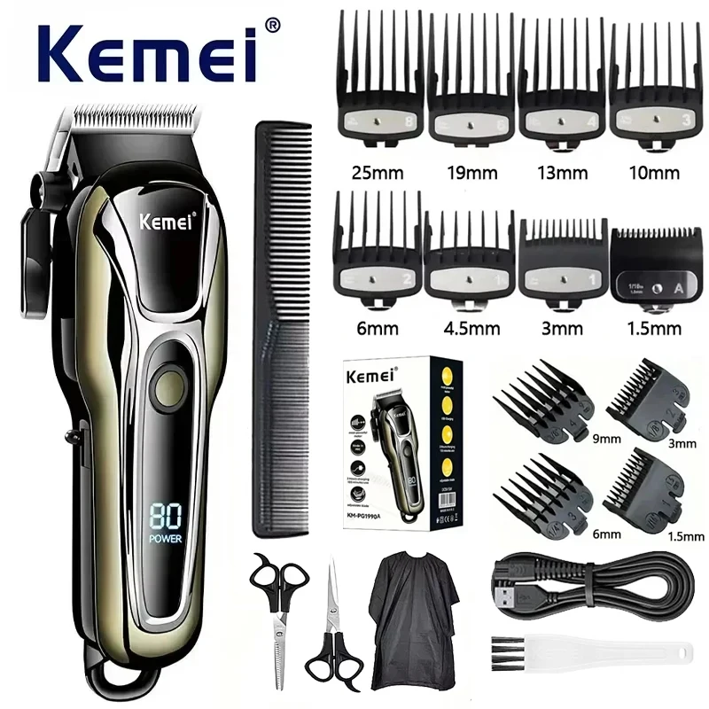 Kemei PG1990A Rechargeable Hair Clipper or Limit Combs Professional Cordless…