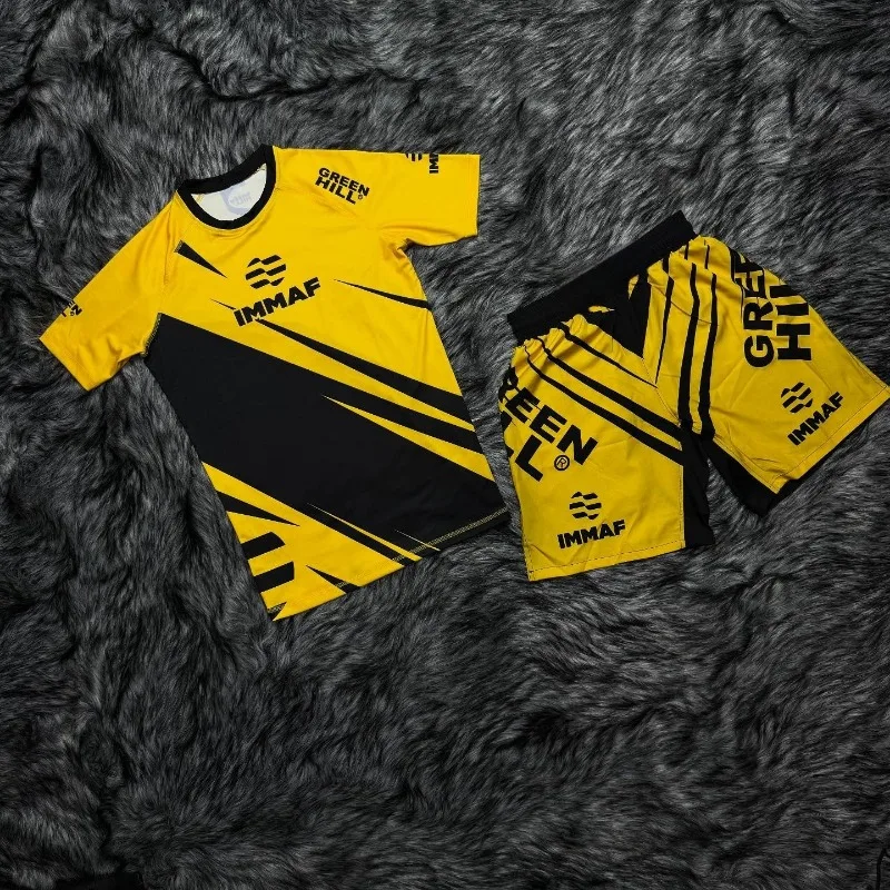 2026 New IMMAF Sports Set Men's Black Pink Graphic Rash Guard T-shirts &…