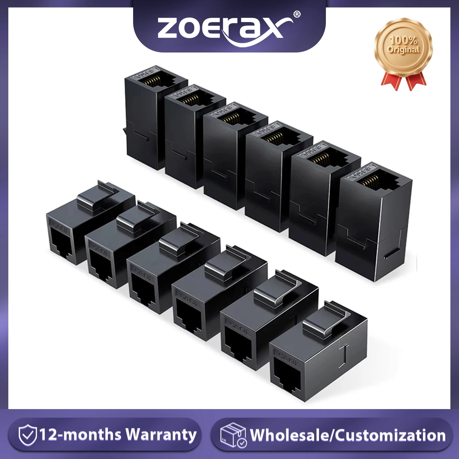 ZOERAX RJ45 Cat6 Cat5e Keystone Coupler, Female to Female Cat6 Cat5e Keystone…
