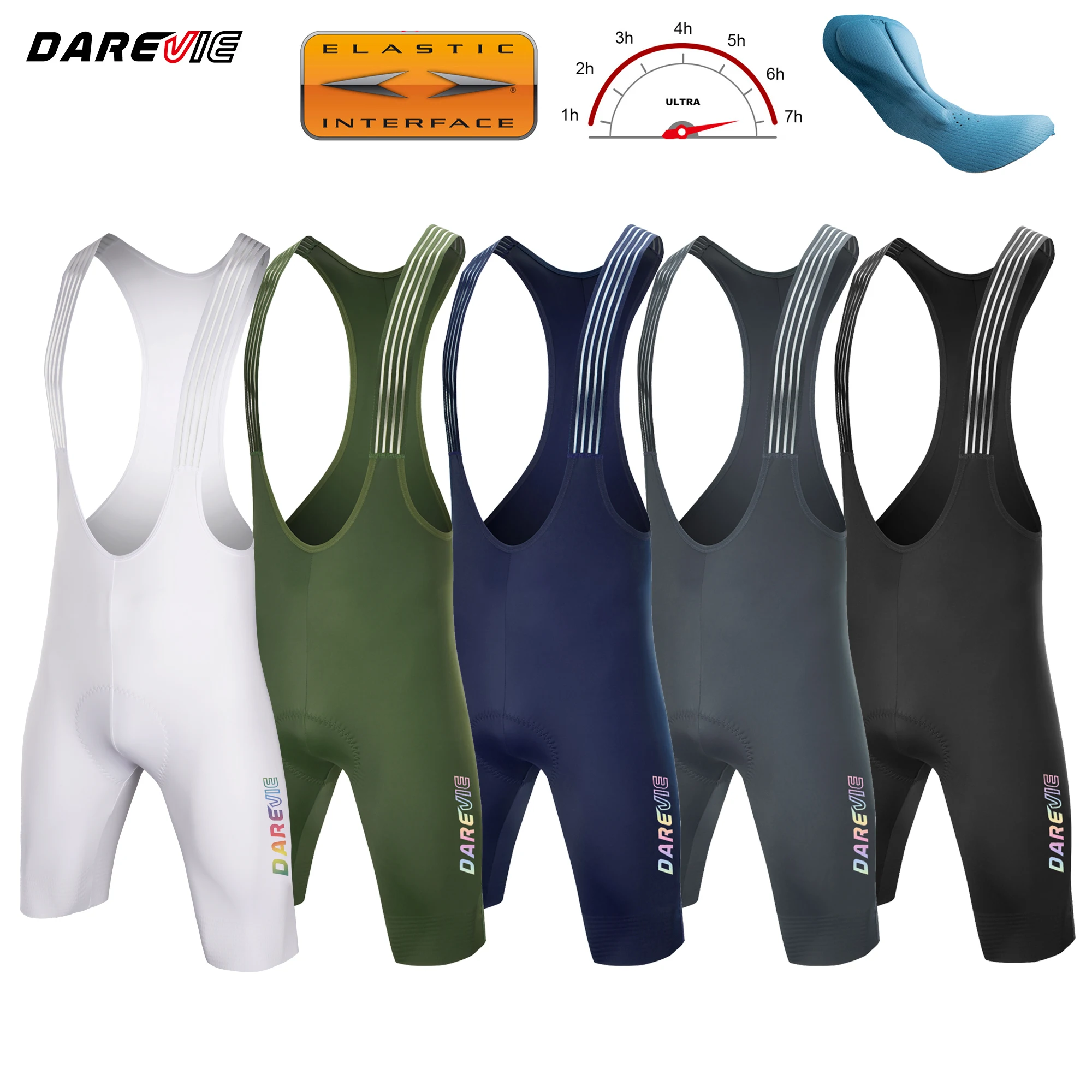 DAREVIE Cycling Bib Shorts Seamless 4.0 Italy ELASTIC-INTERFACE Pad Cycling…