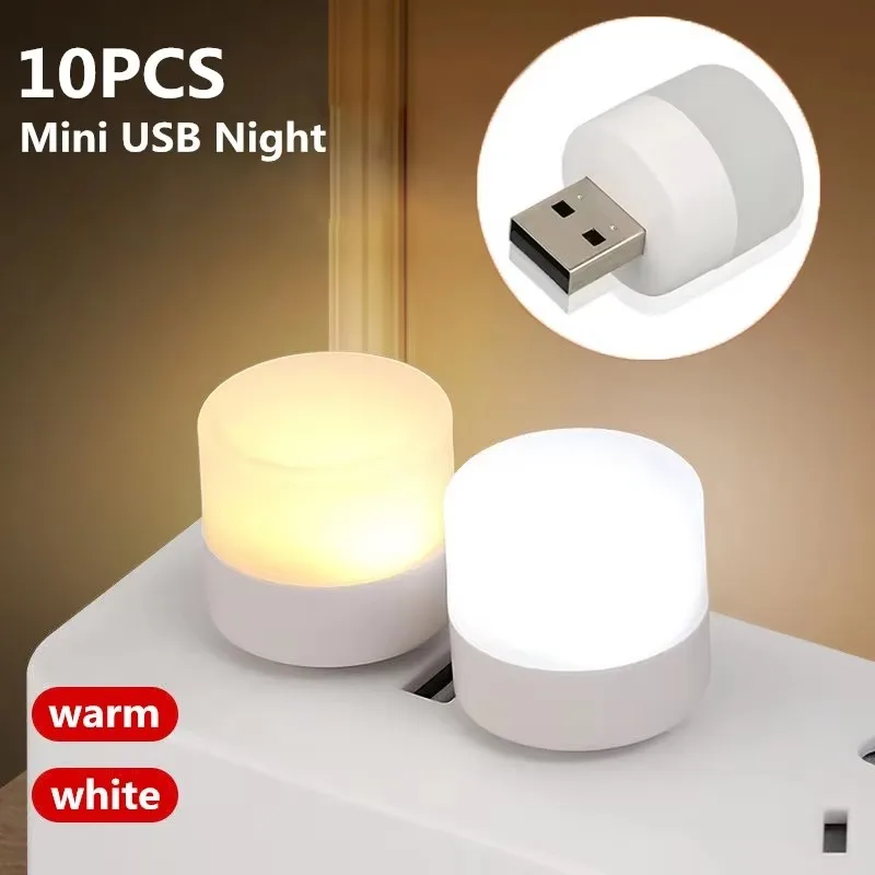 1/10Pcs Mini USB Night Light Warm White Eye Protection Book Reading Light USB…