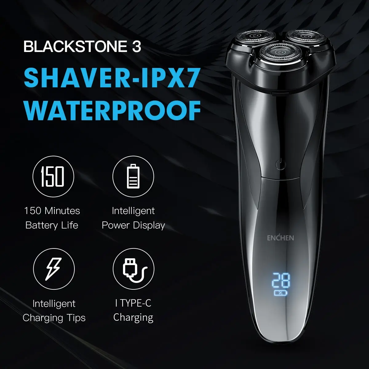 ENCHEN Electric Shaver 3D Blackstone 3 IPX7 Waterproof Razor Wet and Dry Dual…