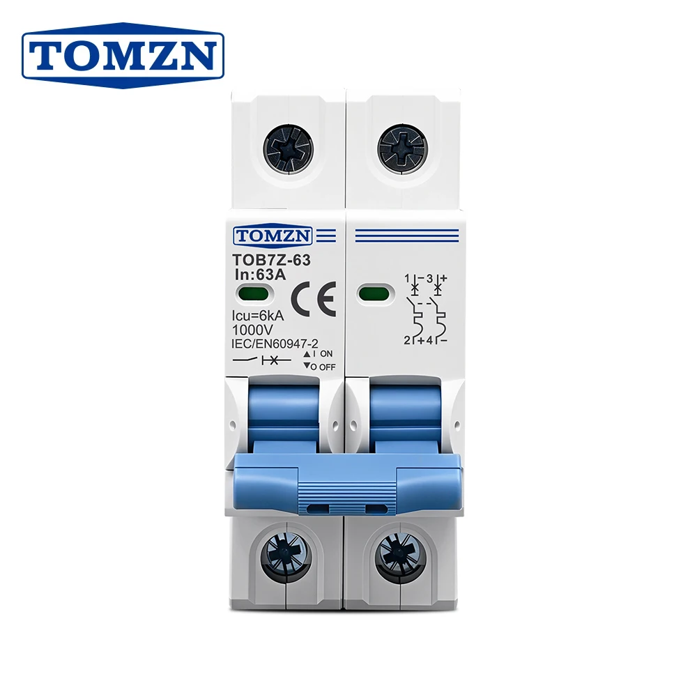 TOMZN TOB7Z 2P DC 1000V Solar Mini Circuit Breaker 3A 6A 10A 16A 20A 25A 32A…