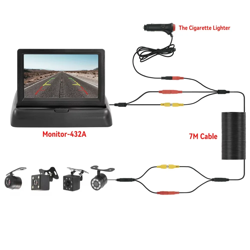 4.3 TFT LCD HD Screen Folding Car Monitor with Rear View Camera LED Backup…