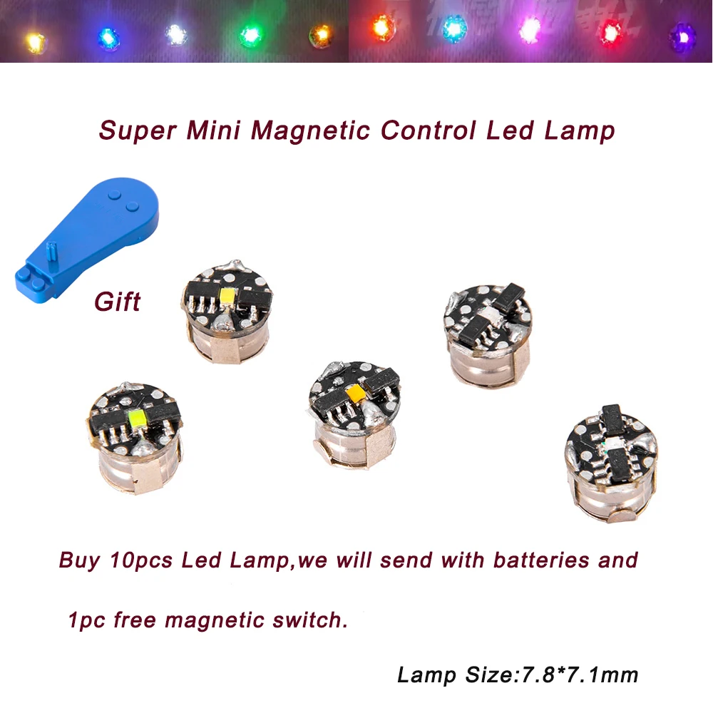 10pcs Mini Magnetic LED Lamp Toys 7.8mm *7.1mm DIY Model Making General Model…